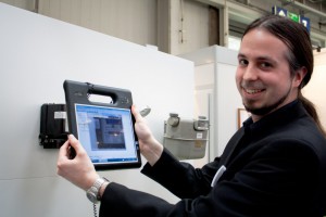 Marco Lierfeld demonstrates meter reading by motion tablet